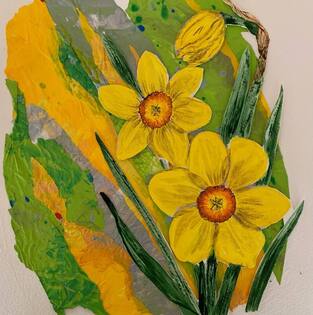 Golden Daffodil Collage, Mikell Youell Worley, 8 1/2” x 11
